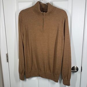 J Crew brown 1/4 zip merino wool sweater size XL